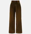 Acne Studios Mid-rise Wide-leg Cotton Corduroy Pants In Green