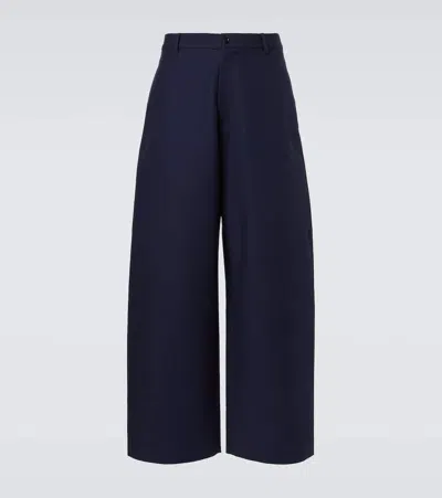 Acne Studios Mid-rise Cotton Satin Wide-leg Pants In Blue
