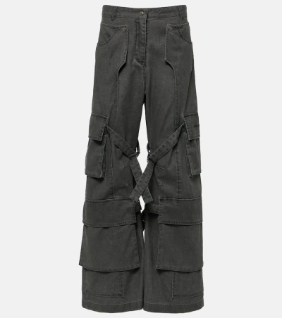 Acne Studios Mid-rise Wide-leg Cargo Jeans In Black