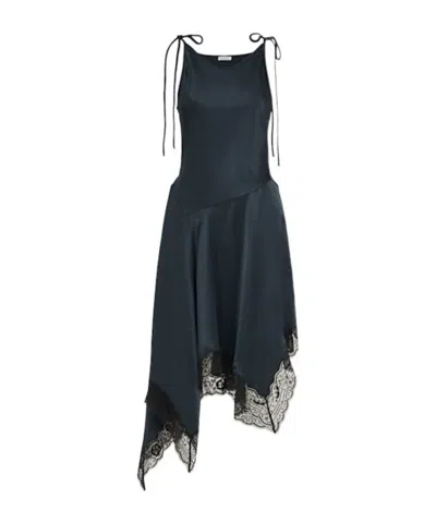 Acne Studios Midi Dress With Lace In Blue