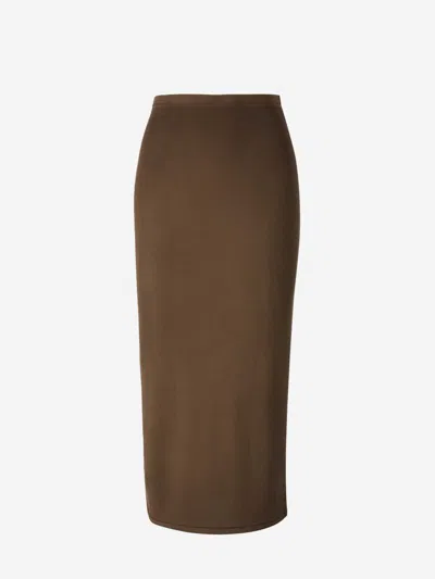 Acne Studios Brown Cupro Midi Skirt In Dld Mud Brown