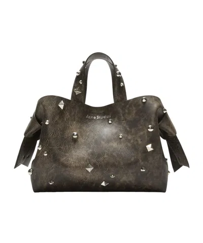 Acne Studios Midi Musubi Leather Tote Bag In Black