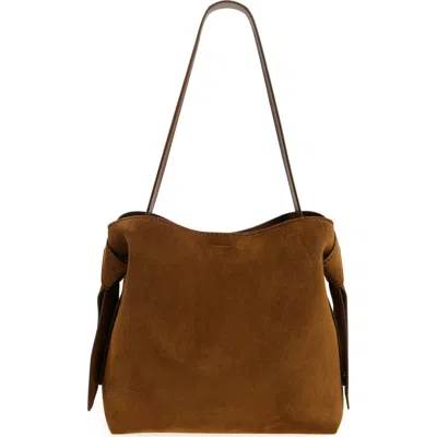 Acne Studios Midi Musubi Suede Shoulder Bag In Brown