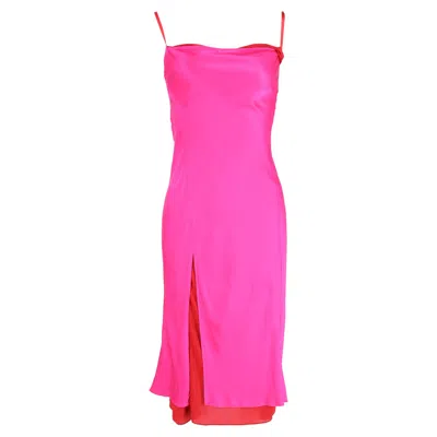 ACNE STUDIOS MIDI SLIP-DRESS IN PINK SATIN