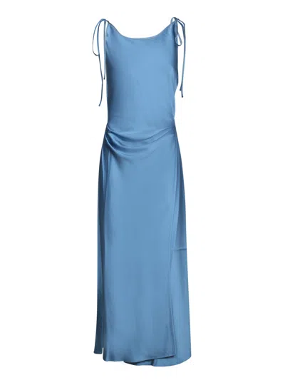 Acne Studios Draped Detail Maxi Sleeveless Dress In Sky Blue