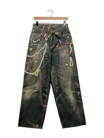 Pre-owned Acne Studios Mid-rise Wide Leg Jeans In Green
