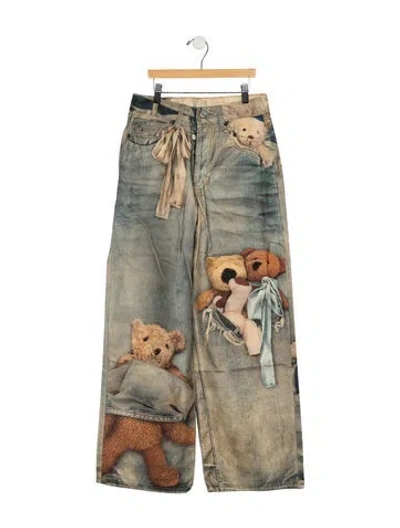 Pre-owned Acne Studios Mid-rise Wide Leg Jeans W/ Tags In Blue/neutrals