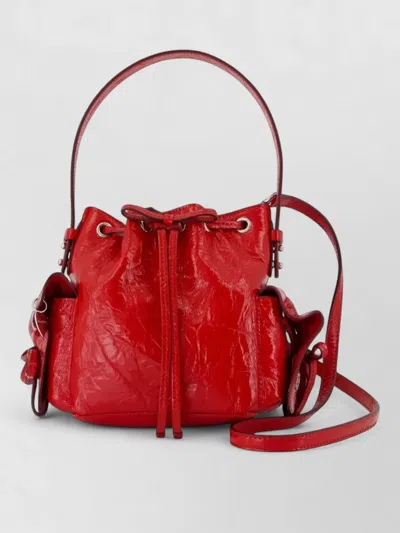Acne Studios Mini Bucket Bag Leather Crossbody Strap In Red