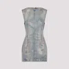 Acne Studios Coated Denim Mini Dress In Auz Mid Blue