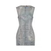 Acne Studios Coated Denim Mini Dress In Blue