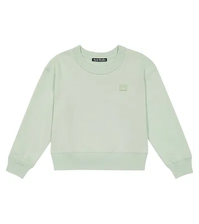 Acne Studios Kids' Mini Fairah Face Cotton Sweatshirt In Soft Green