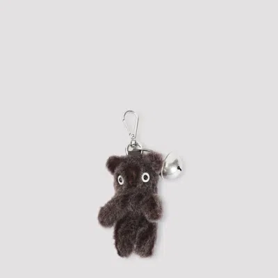 Acne Studios Mini Leather Keyring In Brown