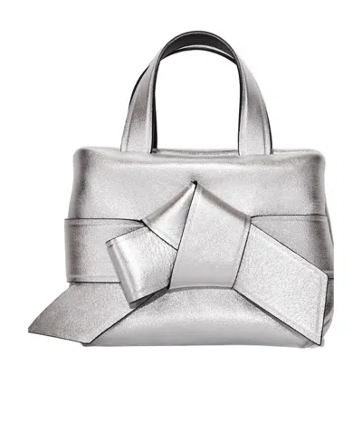 Acne Studios Mini Musubi Metallic Tote Bag In White