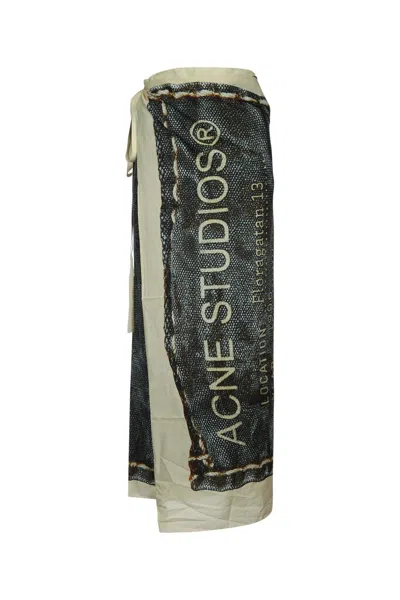 Acne Studios Mini Scarf In Beigeblack