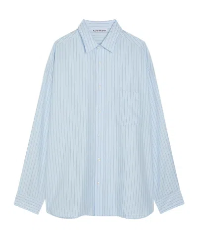 Acne Studios Minimalist Versatile Striped Shirt In Blue