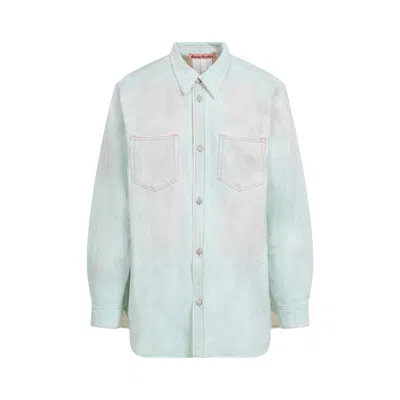 Acne Studios Mint Green Cotton Shirt In Blue