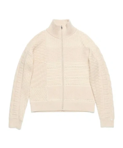 Acne Studios Patchwork Knit Cardigan In Oatmeal Melange