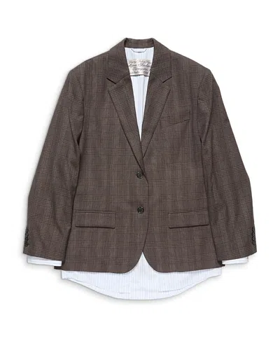 Acne Studios Mixed Media Blazer In Brown