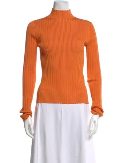 Pre-owned Acne Studios Mock Neck Long Sleeve Top In Orange