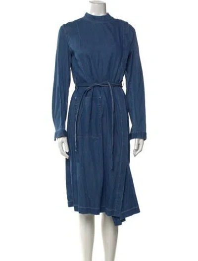 Pre-owned Acne Studios Mock Neck Midi Length Dress In Blue