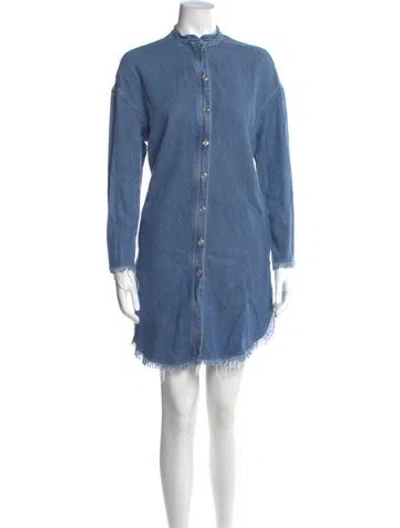 Pre-owned Acne Studios Mock Neck Mini Dress In Blue