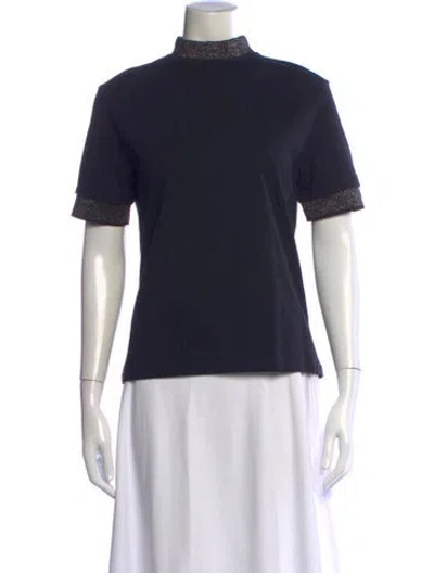 Pre-owned Acne Studios Mock Neck Short Sleeve Top In Black
