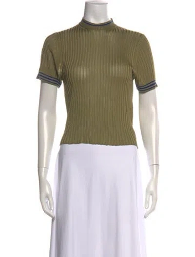 Pre-owned Acne Studios Mock Neck Short Sleeve Top In Green