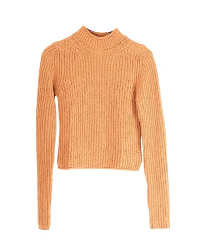 Pre-owned Acne Studios Mock Neck Sweater In Brown Cotton In Orange
