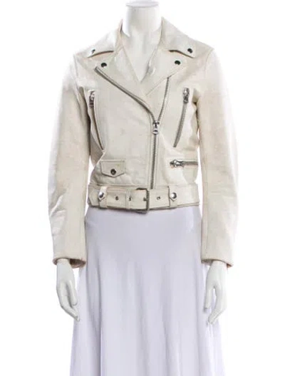 Pre-owned Acne Studios 'mock Scratch' Leather Biker Jacket In Neutral