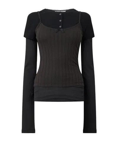 Acne Studios Mocklayered Top In Brown