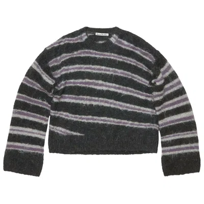 Pre-owned Acne Studios Mohair Blend Jumper 'dark Grey Melange/multicolor' | Men's Size M In Gray