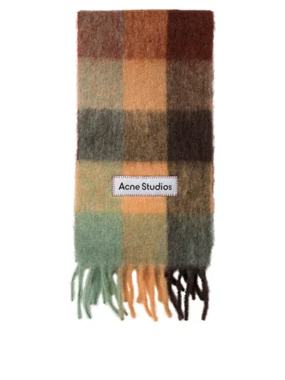 Acne Studios Mohair Check Scarf In Bo9 Chestnut Brown/y