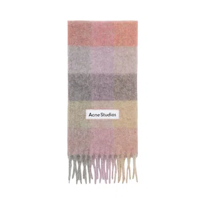 Pre-owned Acne Studios Mohair Check Scarf Bob 'fuchsia/lilac/pink' | Women's Size Onesize
