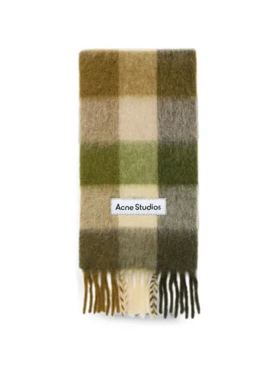 Acne Studios Mohair Check Scarf In Green
