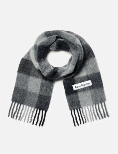 Acne Studios Mohair Checked Scarf In Gray