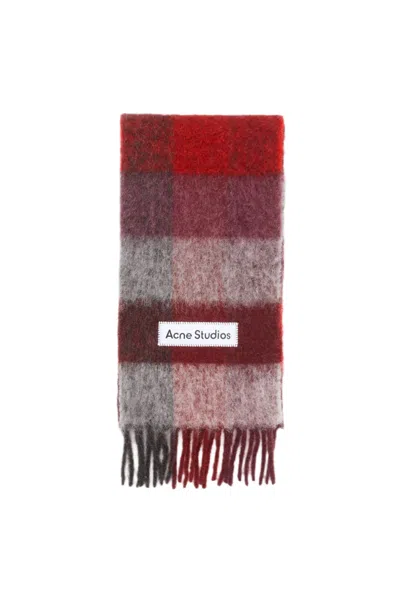 Acne Studios Mohair Checked Scarf In White