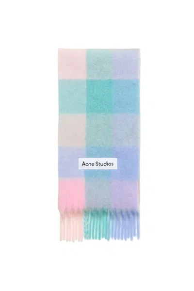 Acne Studios Mohair Checked Scarf In Multi