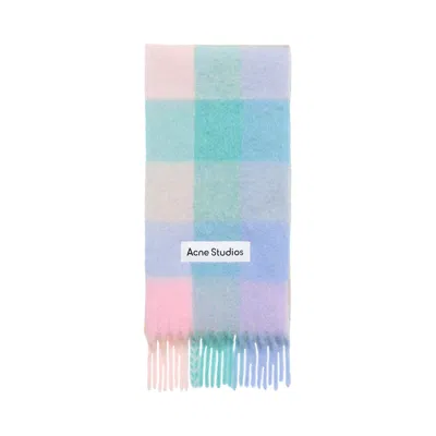 Pre-owned Acne Studios Mohair Checked Scarf 'baby Blue/pink/aqua' | Men's Size Onesize