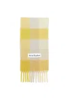 Acne Studios Yellow Mohair Checked Scarf In Beige/yellow