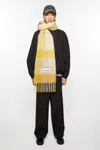 Acne Studios Yellow Mohair Checked Scarf In Beige,yellow