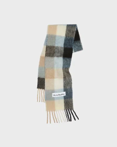 Acne Studios Women Fringed Scarf With Logo In Multi