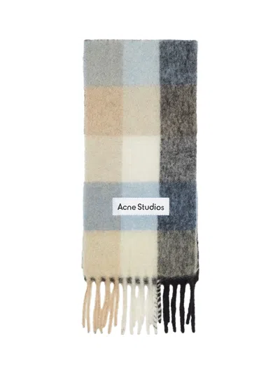 Acne Studios Mohair Checked Scarf Blue/beige/black