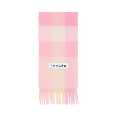 Pre-owned Acne Studios Mohair Checked Scarf 'candy Pink/white/pale Pink' | Men's Size Onesize