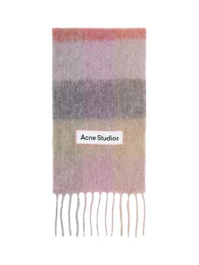 Acne Studios Mohair Checked Scarf Fuchsia/lilac/pink