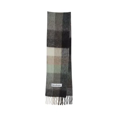 Pre-owned Acne Studios Mohair Checked Scarf 'green/grey/black' In Multi-color