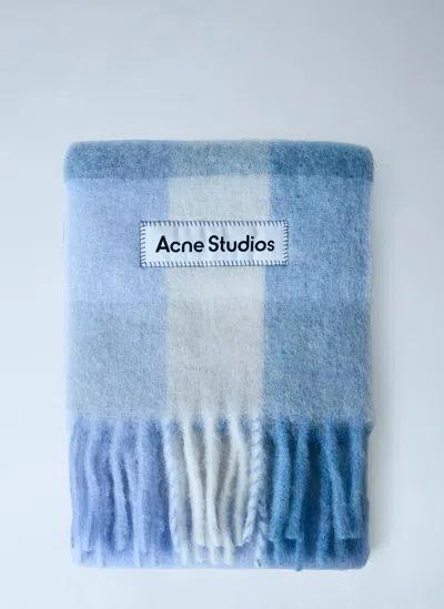 Acne Studios Mohair Checked Scarf In Blue