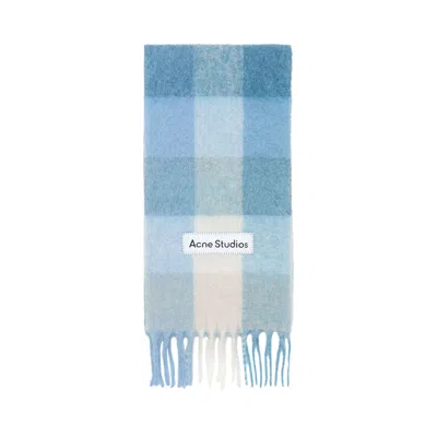 Pre-owned Acne Studios Mohair Checked Scarf 'light Blue/white/powder Blue' | Men's Size Onesize