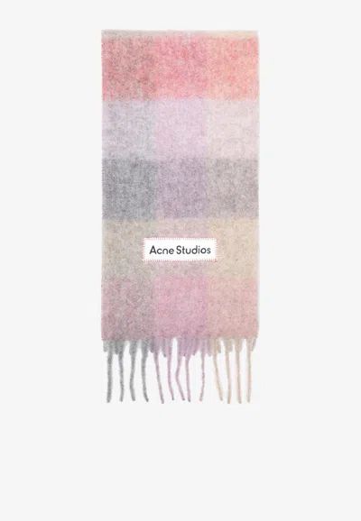 Acne Studios Mohair Checked Scarf In Multi