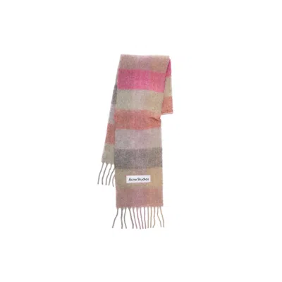 Acne Studios Vally Fringed Checked Knitted Scarf In Multi
