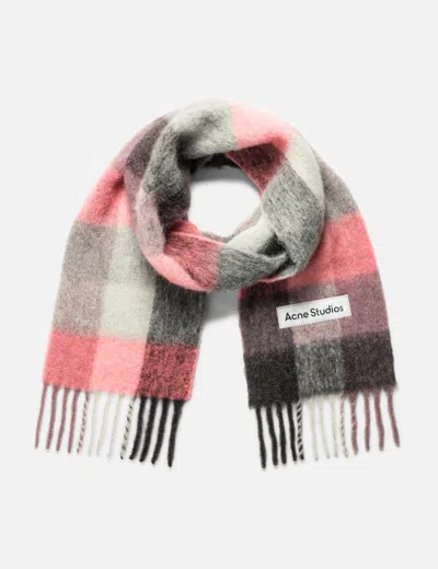 Acne Studios Mohair Checked Scarf In Pink